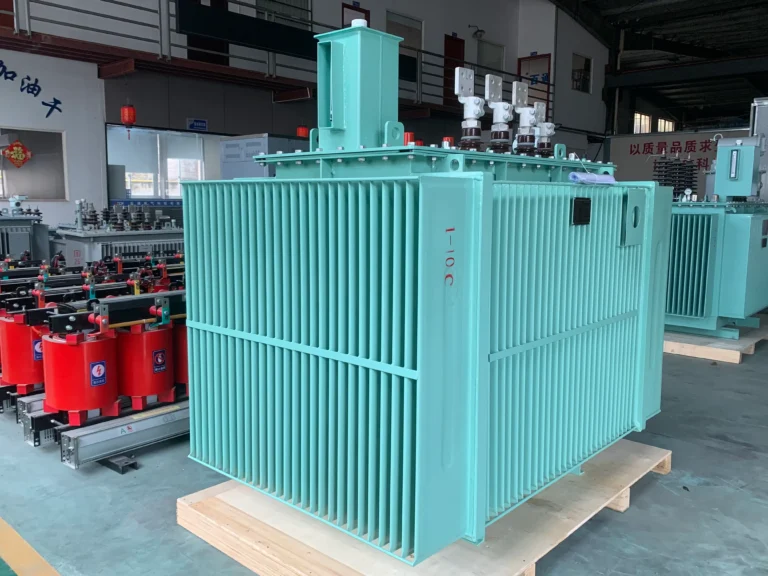 Mineral oil-immersed transformer with corrugated cooling tank in the BTCN Electric workshop
