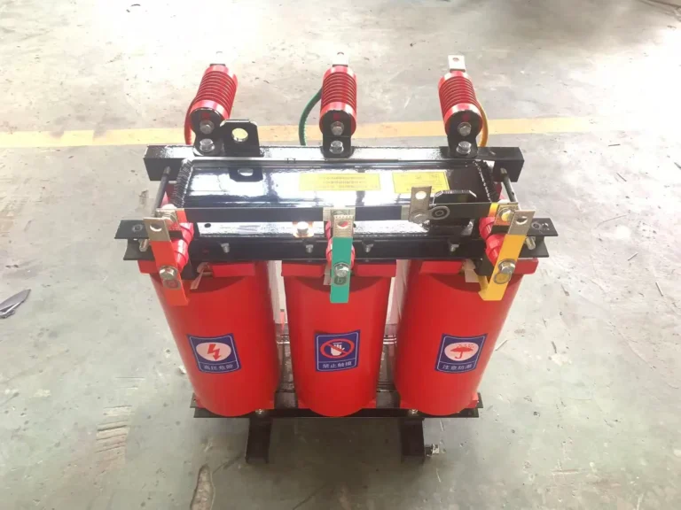 SCB-30/10-0.4KV cast-resin dry-type transformer with three red windings and colored phase connections